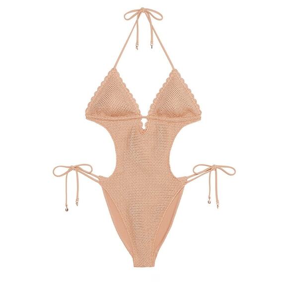 NWT Victoria’s Secret Crochet Monokini One Piece‎ Swimsuit Toasted Sugar XS - Picture 3 of 8